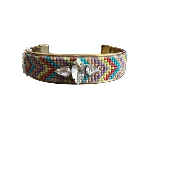 Multicolored Bead & Crystal Goldtone Cuff Bracelet by Stephan & Co. - Picture 2 of 14